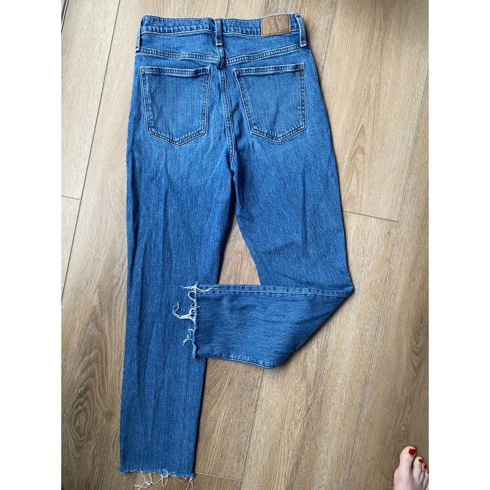 Madewell Perfect Vintage Jeans Womens 27 Blue High Rise Straight Raw Hem - Picture 8 of 9